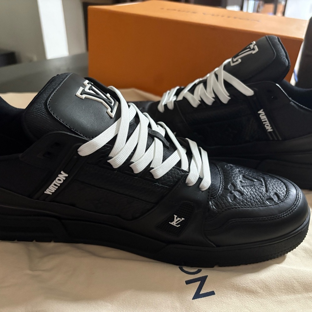 Louis Vuitton Trainer Embossed Monogram Black and White Men's Sneakers